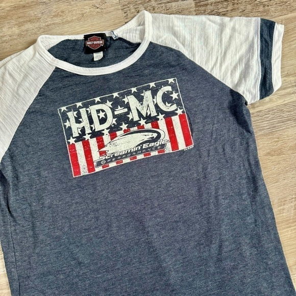 Harley-Davidson Tops - Women’s Gray Harley Davidson Screaming Eagle Biker Motorcycle top size M